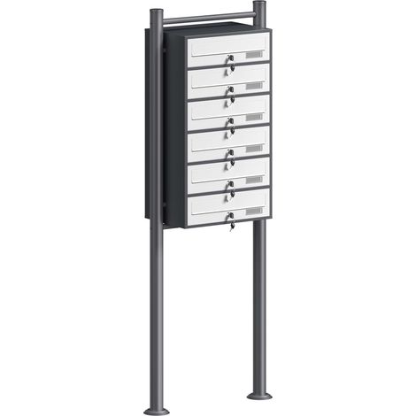 Wiltec Cassetta postale condominiale autoportante 6 posti antracite/bianco 556 x 270 x 1500 mm 1 modulo