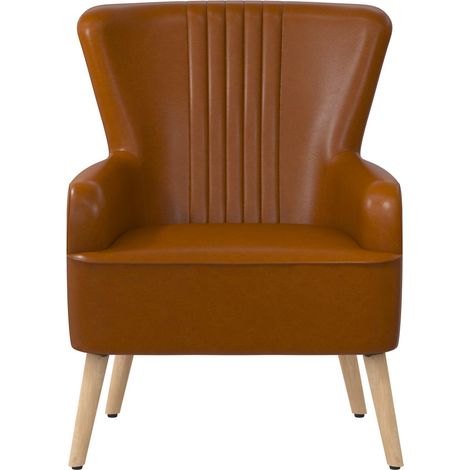 Wynn-Fauteuil d’appoint rembourré en similicuir camel (1/5)