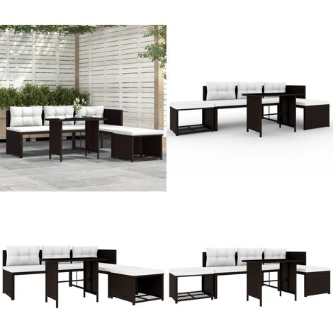 4-tlg. Garten-Lounge-Set Poly Rattan Braun - Gartenmöbeln - Lounge-Set - Outdoor Möbel - Rattan Gartenmöbel - Gartenmöbel Set - Home & Living