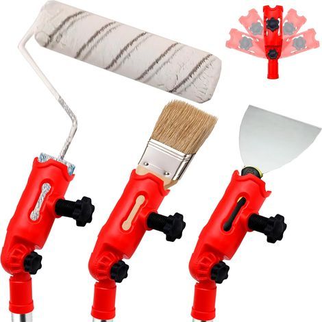 Support Extensible pour Pinceau de Peinture Multi-Angles, Adaptateur Réglable pour Manche Télescopique, Outil Universel pour Peindre Murs et Plafonds en Hauteur (1/5)
