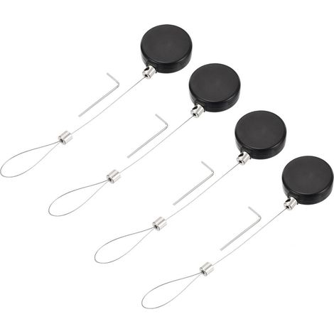 Ausziehbares Kabelschloss mit Riegel, 4er Pack, Schwarz, 55cm Kabellänge