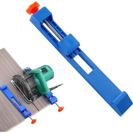 Guide de base réglable pour machine de découpe, 1 rail de guidage de scie circulaire bleu, guides de scie circulaire, guide de coupe de précision pour le travail du bois, dispositif auxiliaire de (1/5)