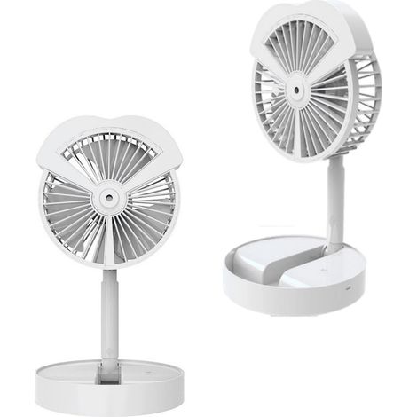 Petit ventilateur électrique à 3 vitesses, moteur sans balais, fonction brumisateur, port de chargement USB, blanc (1/5)