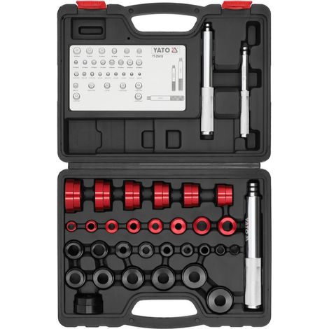 Yato Lager- und Dichtungs-Montagewerkzeug 33-tlg  Einpresswerkzeug-Set für Kugellager, Simmerringe, Buchsen  Aluminiumadapter & Treibdorne im Koffer (1/5)