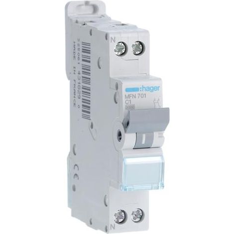 Disjoncteur 1P+N 3kA C-1A 1 Module (MFN701) (1/2)