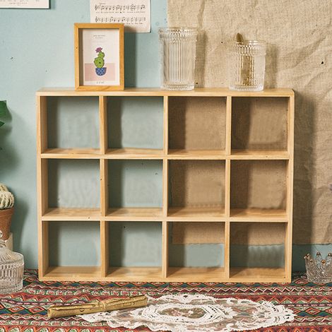 【Organisateur de Figures】 Etagère 12 Grilles Bois Naturel Pour Salon Bureau (sans Fond) (1/5)