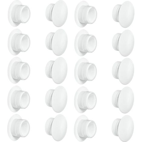 Lot de 20 cache trou bouchon plastique 15mm blanc RAL 9010 – Pour finition soignée – Compatible avec murs et meubles (1/2)