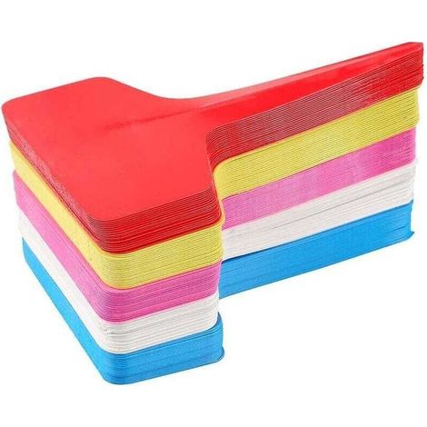 100 Pieces Marqueurs et étiquettes de Plantes en Plastique de Type T, 6 10 cm étiquettes de Jardin colorées imperméables réutilisables(Multicolores) (1/4)