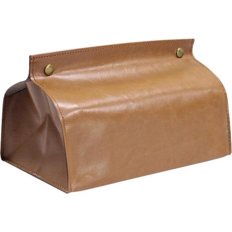 aus braunem PU Leder Organizer Box für Taschentücher ideal (1/5)
