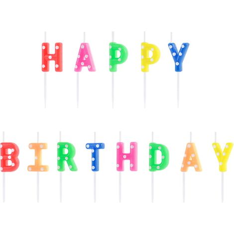PartyDeco Happy Birthday Kerzen 2,5 cm / 13 Stück (1/5)