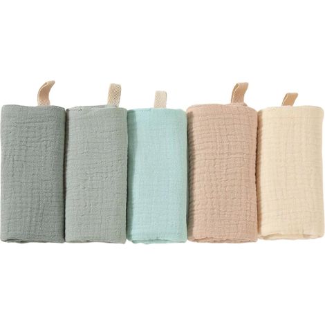 Lange Bébé - Lot de 4 - Coton Biologique - Absorbant et Respirant - Peau Sensible Nouveau-né - 26x25 cm (1/5)