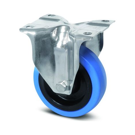 Roulette fixe - caoutchouc élastique bleu - alimentaire - ø 160mm - Alpha
