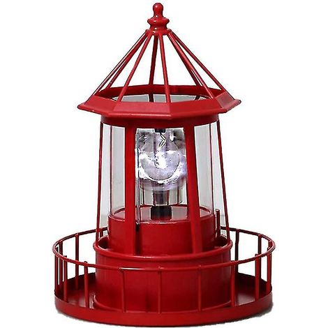 Solarbetriebener LED-Leuchtturm, um 360 Grad drehbare Gartenleuchte