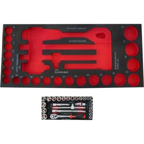 MODULO EVA VACIO PARA 26 PIEZAS DE LLAVES Y CARRACA 1-2 - 6877 (1/2)