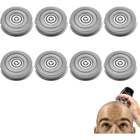 8-teiliges Ersatzkopfset, 360° drehbare Klingen, Edelstahl, für Skull Shaver Pitbull Rasierer (1/5)