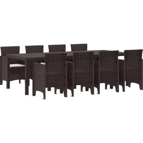 Maison Exclusive - Set da Pranzo per Giardino 9 pz Marrone Polipropilene (1/5)