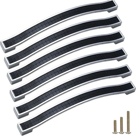 Poignées de porte et de tiroir en cristal étincelant (boutons) — Sinyiol Lot de 6 poignées carrées modernes de style européen en cristal dépoli avec strass, adaptées aux commodes, armoires, placards e (1/5)