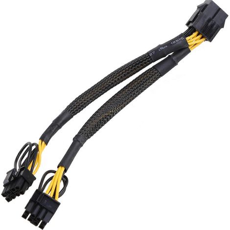 Adaptateur PCIe 8 Broches Femelle vers Double 8 Broches (6+2) Mâle, Noyau Cuivre 18AWG