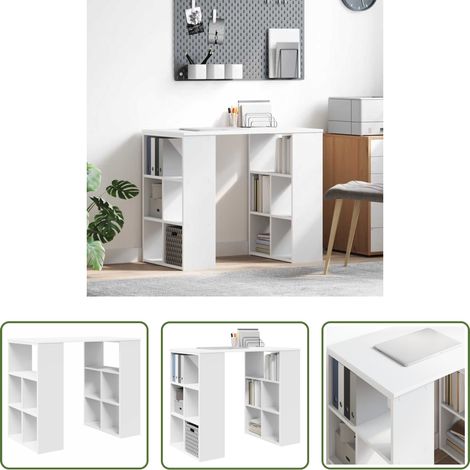 Bureau moderne - Bureau avec étagère Blanc 90 x 50 x 75 cm Bois d'ingénierie (1/5)