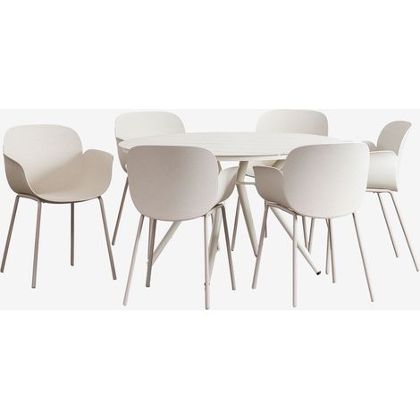 Set tavolo rotondo in alluminio (Ø125 cm) Valerie e 6 sedie da giardino Lynette SKLUM