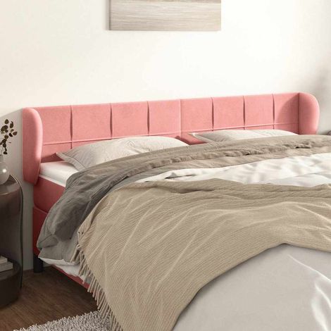 Tête de lit avec oreilles en velours rose, hauteur réglable, 163 x 23 x 78/88 cm, 11.05kg - PANGIVO (1/5)