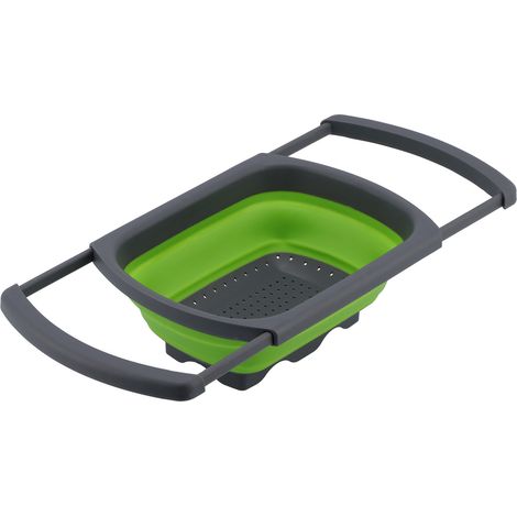 Panier de Drainage Rétractable pour Fruits et Légumes, Pliable pour Évier de Cuisine - Vert (1/5)