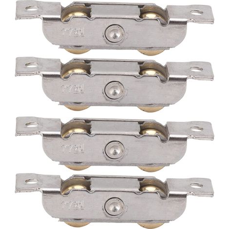 Juego de 4 rodillos tándem para puertas correderas, de acero inoxidable con rodamientos de bolas de cobre, para puertas de cristal (rueda cóncava). (1/5)