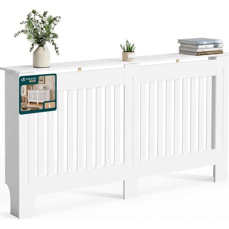 Cache-Radiateur Ă Lattes Verticales 152Ă—19Ă—82 cm Blanc (1/5)
