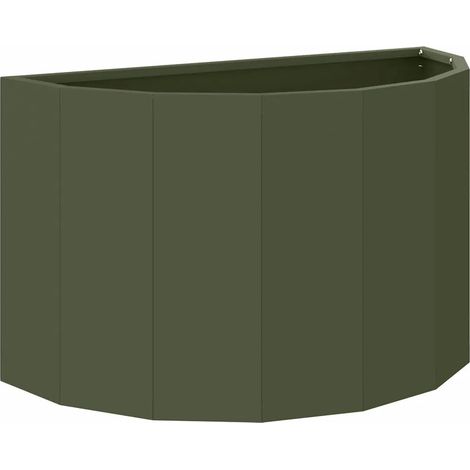 Fioriera semi-tonda di design moderno per esterni 60 x 30 x 35 cm in acciaio verde oliva 020052939