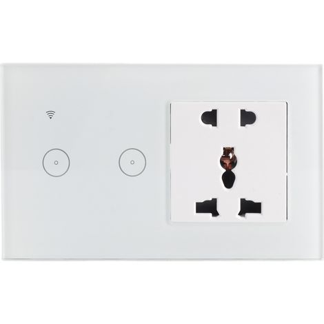Prise murale intelligente Wifi 2 en 1, application vocale pratique, interrupteur de commande tactile pour Assistant Alexa (1/5)