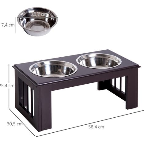 Station alimentaire surélevée pour chien, 2 gamelles 2L, antidérapante, gris HAVRYA (1/5)