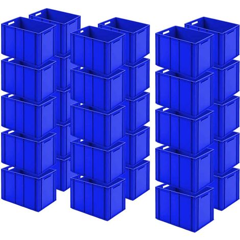 BRB 30 Eurobehälter mit 2 Durchfassgriffen, blau, Boden verrippt, LxBxH 600x400x420 mm