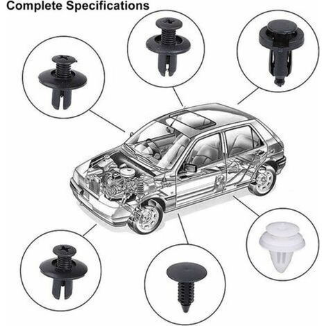 100 Pièces Rivet Clips Plastique Clips d'Aile en Plastique Universels Clips Voiture Attaches de Pare Chocs Clips à Rivets Kit de Remplacement Vis d'Expansion avec Attache Remover Outils (1/4)