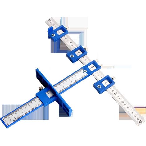 Bohrschablone aus Kohlenstoffstahl für die Holzbearbeitung, mit Positionierstempel und Bohrführung. Schablonenwerkzeug zum Einsetzen von Dübeln und für weitere Holzarbeiten. (1/5)