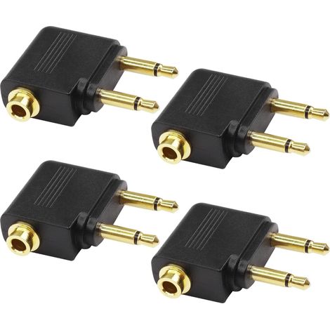 Sollbry Aircraft Flight Headphone Adapter, Double 3,5 mm mâle à 3,5 mm Femelle Aircraft Headphone plaqué Or Adaptateur Casque - Pack de 4 (1/5)