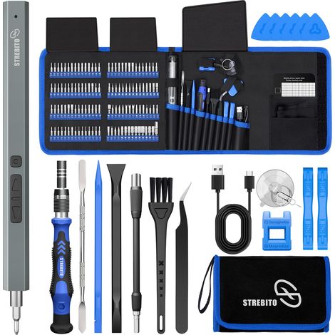 Tournevis Électrique Mini, Kit Précision 144 Pièces Électrique, Tournevis Sans Fil Rechargeable, Kit Outil de Réparation Électronique pour PC, Ordinateur, Portable, Téléphone, Drone RC (1/5)
