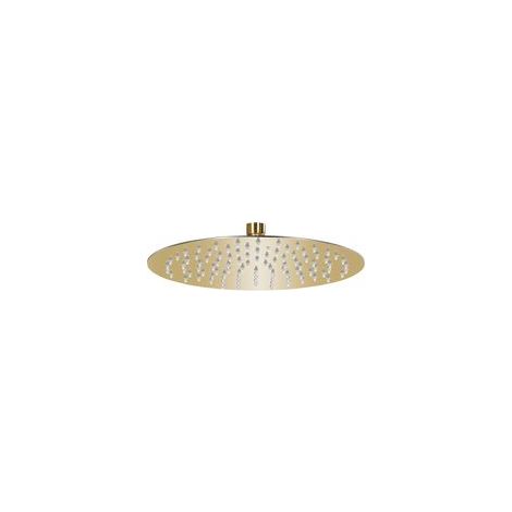 Soffione doccia a pioggia in acciaio inox, rotondo, 25 cm, oro - Crezuo