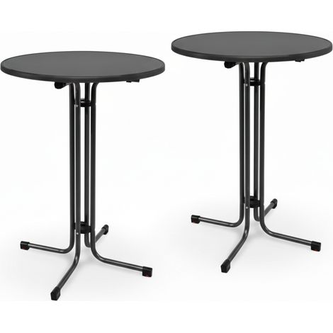 Outdoor Stehtisch Bellini, klappbar, 2er Set, Ø60cm, Schwarz