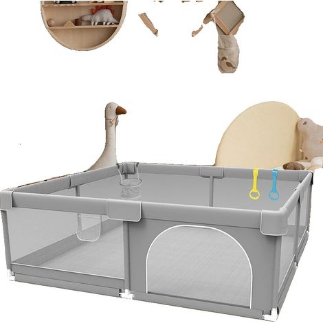 Parc, Design Portable, Barrière de Sécurité pour Enfants, Gris clair (1/2)