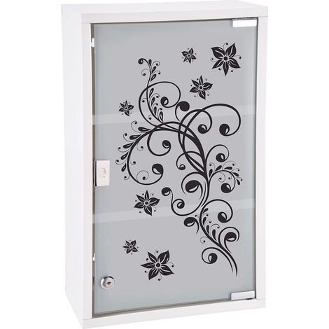 XXL Medizinschrank mit schwarz-weißer Glastür - 50 x 30 cm - Arzneischrank Erste Hilfe Hausapotheke