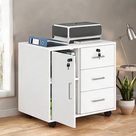 Meuble de rangement de bureau blanco 60 x 40 x 56 cm (1/5)