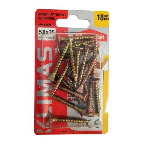 Vis à bois trempées 5 x 35 mm, 18 pièces, PZ2 or