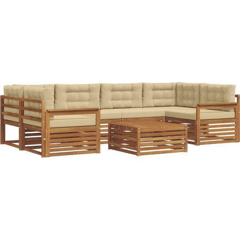 Ensemble de canapés d'extérieur 7 pcs Salon de jardin Naturel et Beige (1/5)