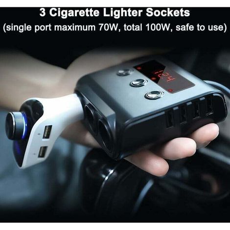 3-fach KFZ-Ladegerät, Zigarettenanzünder-Verteiler 24V/12V, USB-KFZ-Ladegerät, Adapter mit Voltmeter und Schalter, 4 USB-Anschlüsse für GPS, Dashcam, Tablet und Telefon (1/4)