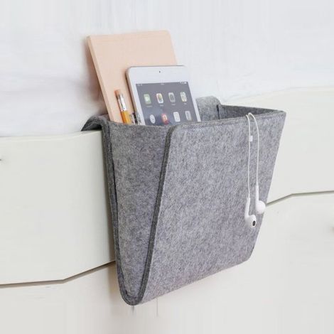 Chevet Canapé Organisateur, Poche de lit de Chevet, Sac de Rangement à Suspendre, pour Téléphone, Télécommande, Magazine, Lunettes, (1/3)