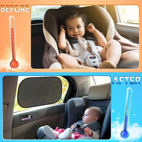 Parasol para coche para bebés，2 piezas，con protección UV para bebés y niños，Protección solar para ventanas laterales，Protección solar para coche (1/4)