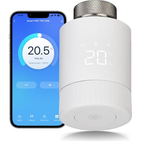 Intelligenter Heizkörperthermostat für vernetzte Haushalte, WLAN-Heizungsthermostat, digitaler Thermostatkopf für Heizkörper, WLAN-Heizungsregler, Steuerung über die Tuya-App, Google Assistant und Ale