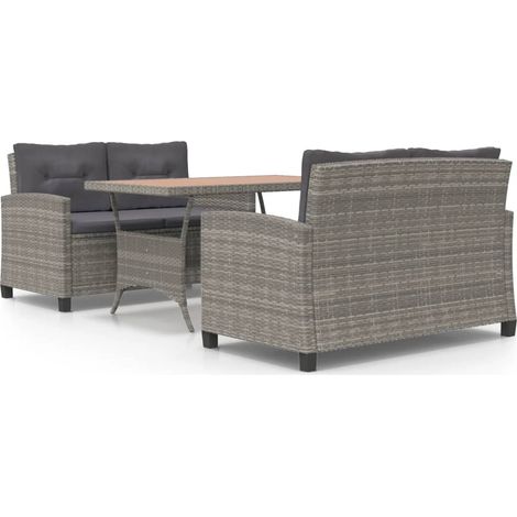 Maison Exclusive - 3-tlg. Garten-Essgruppe Poly Rattan & Massivho (1/5)