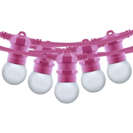 Kit guirlande lumineuse extérieure 10 mètres + 10 ampoules LED - Rose (1/5)