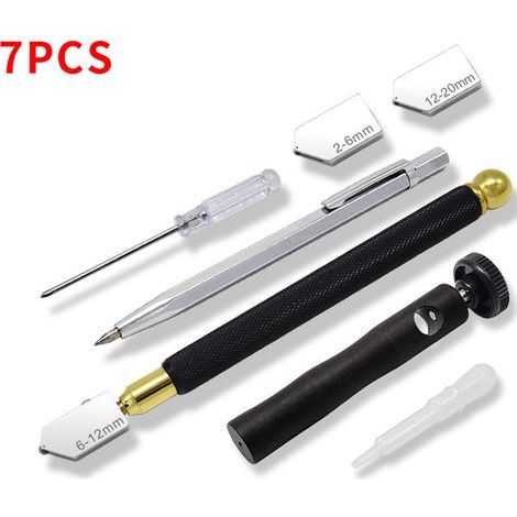 Glass cutter and tile cutter set for glass tiles 2 to 22 cm thick, mirror cutter (1/5)